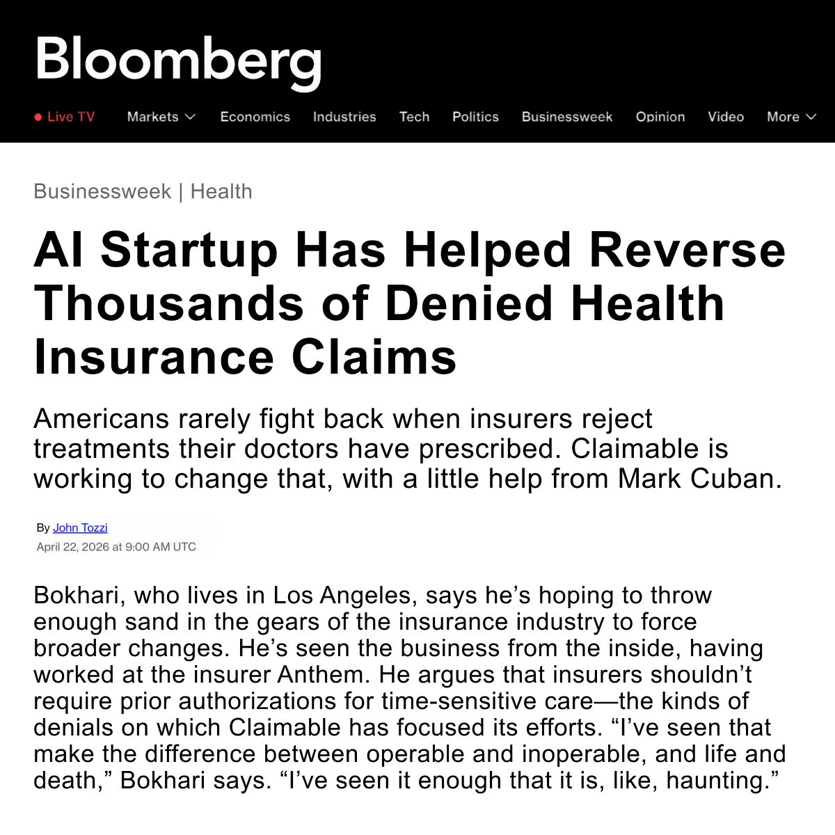 Claimable, Inc. ad