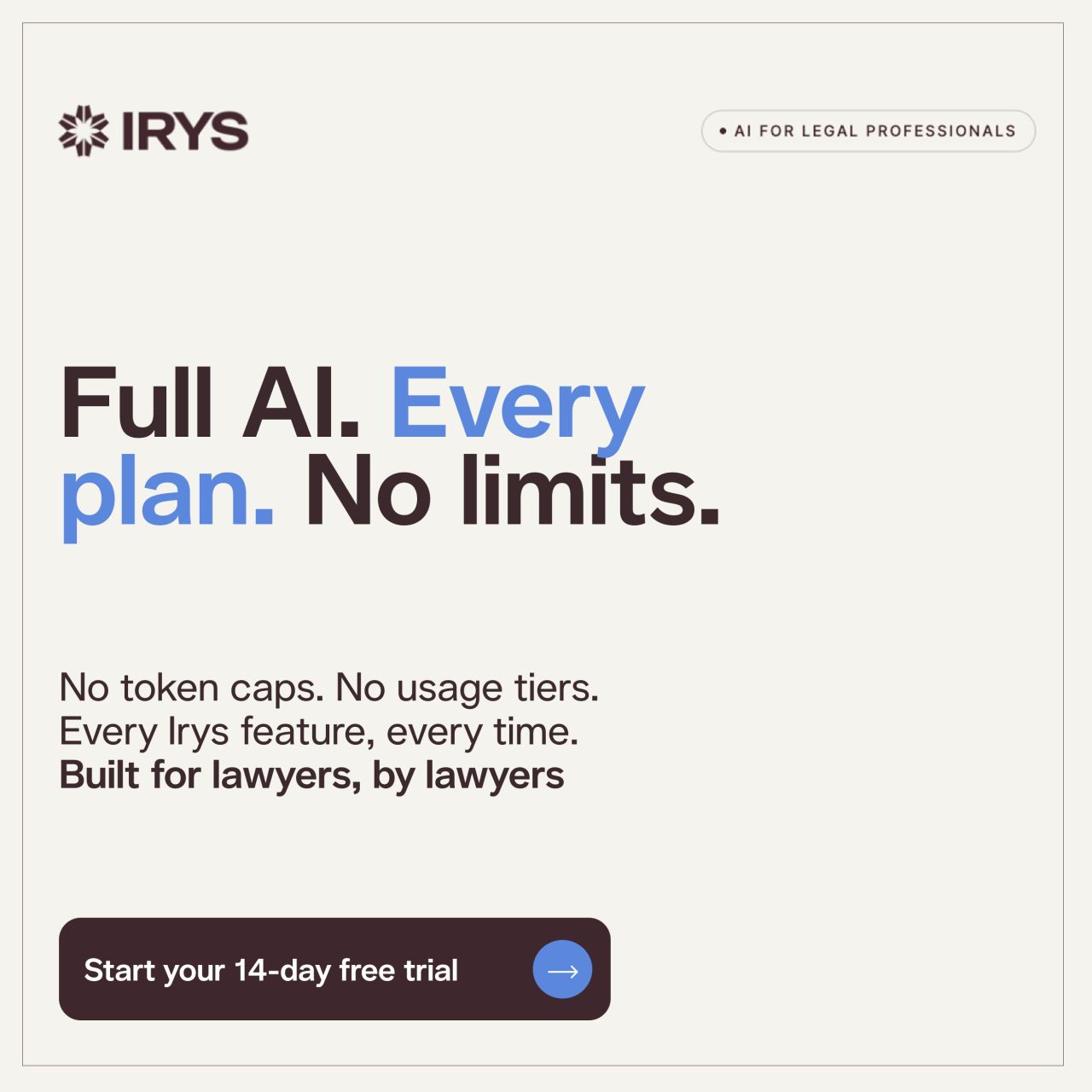 Irys, Legal AI ad