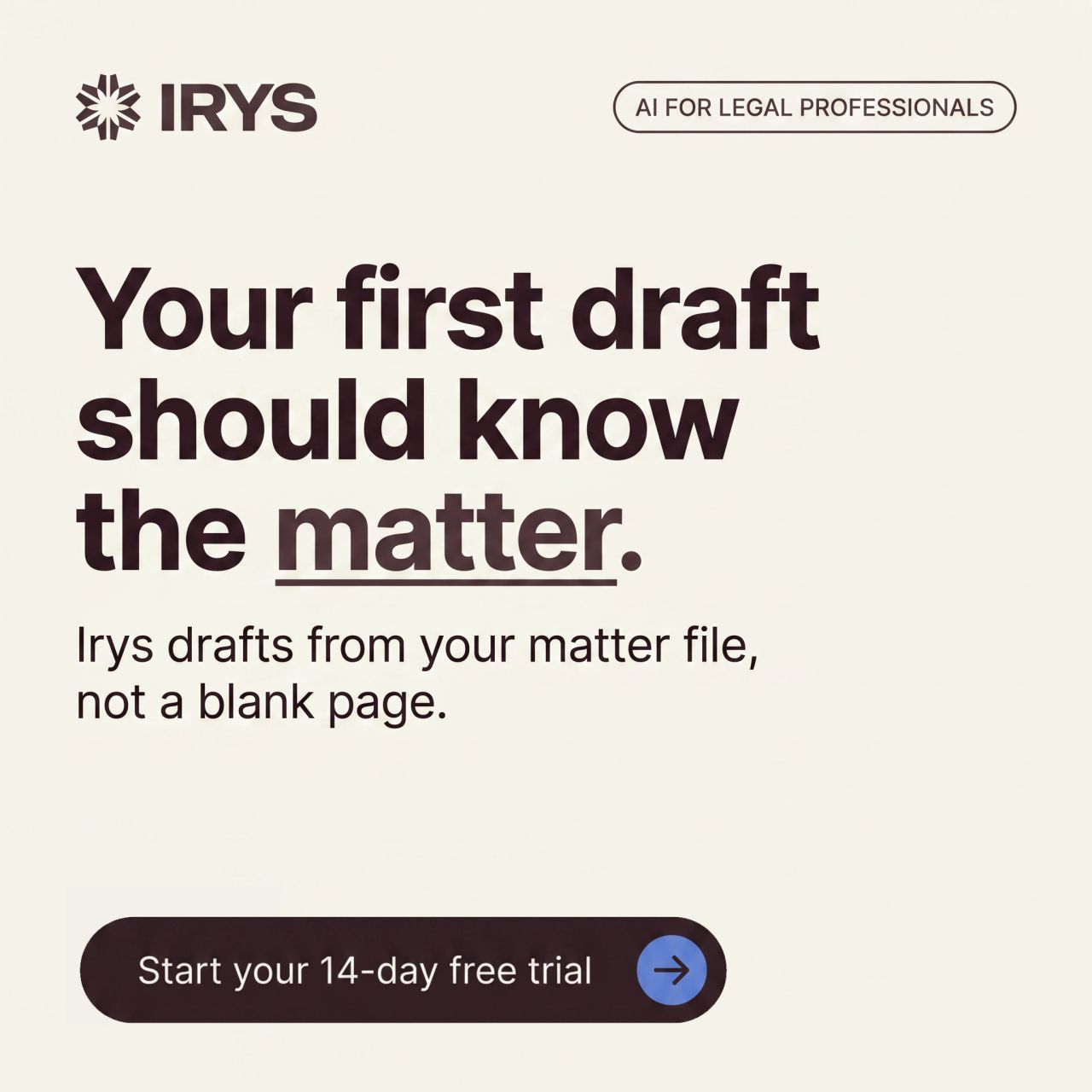 Irys, Legal AI ad