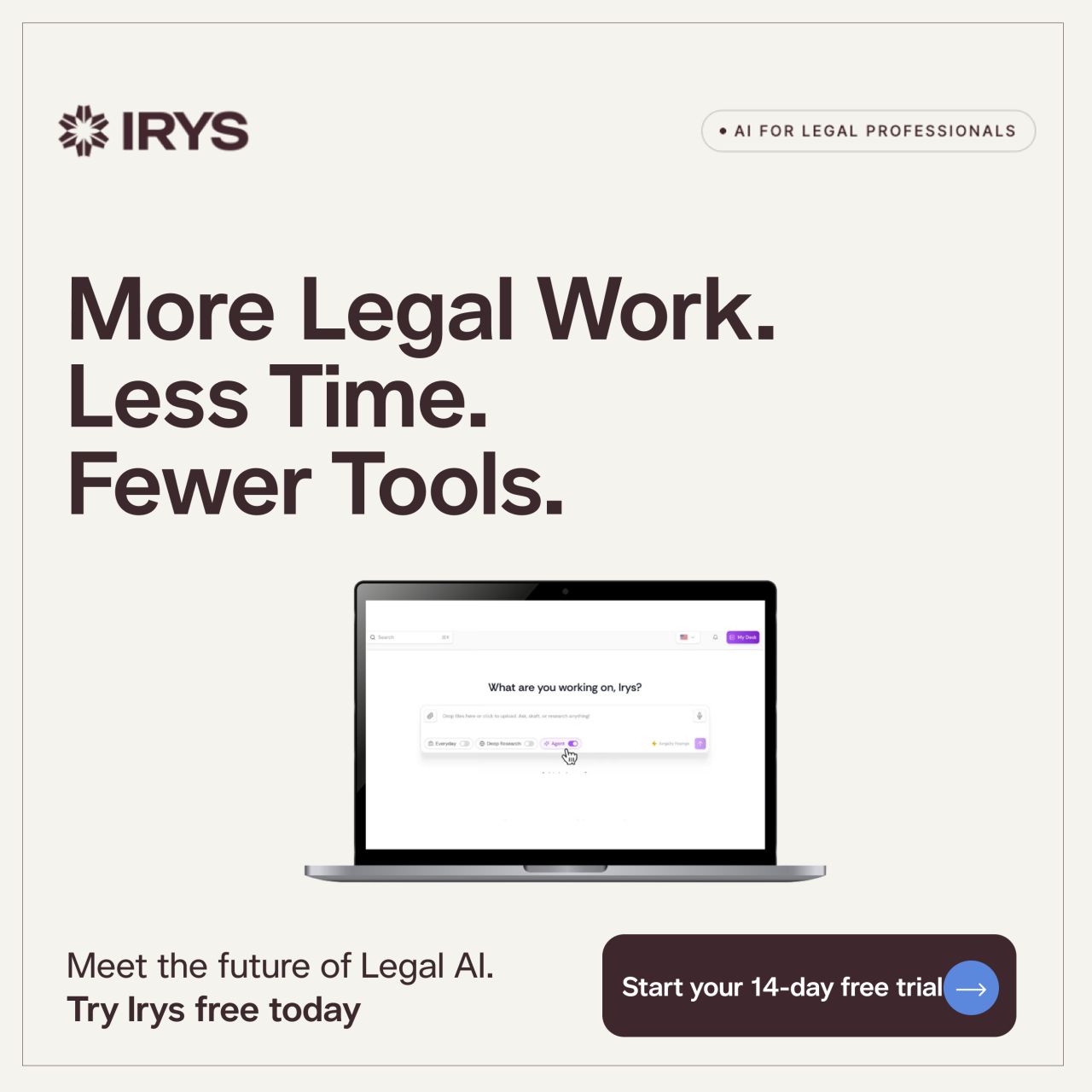 Irys, Legal AI ad