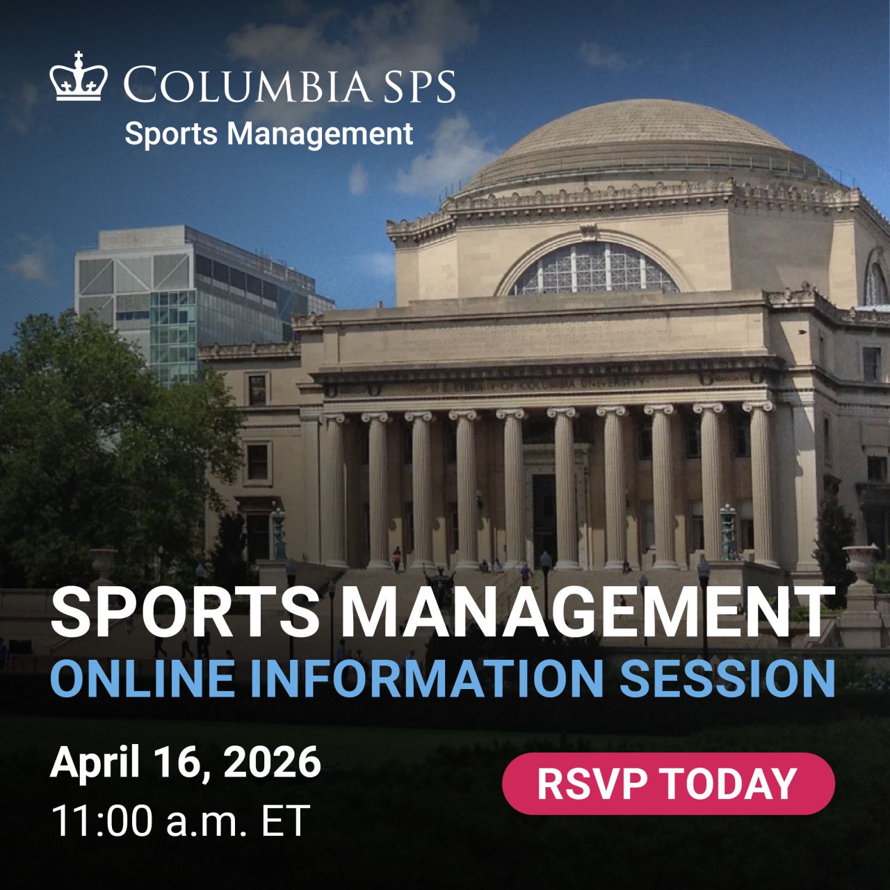 Columbia University Sports Management ad