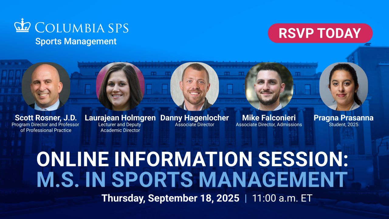Columbia University Sports Management ad