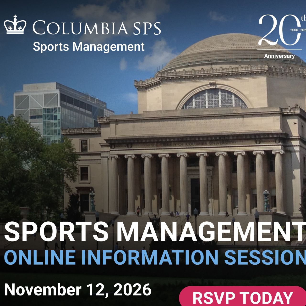 Columbia University Sports Management ad