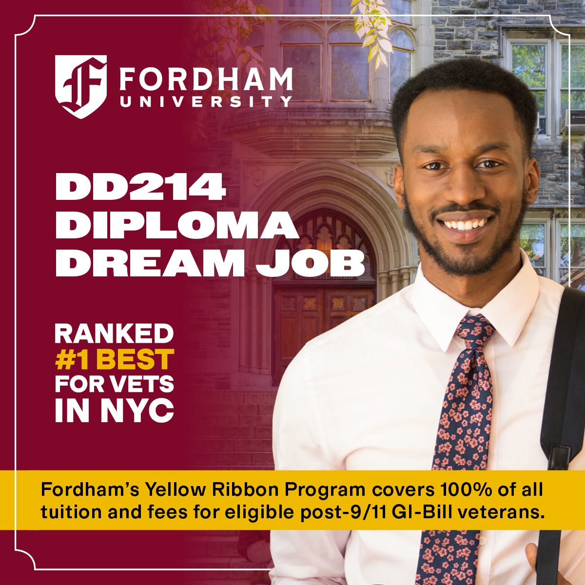 Fordham University Office of Military and Veterans' Services ad