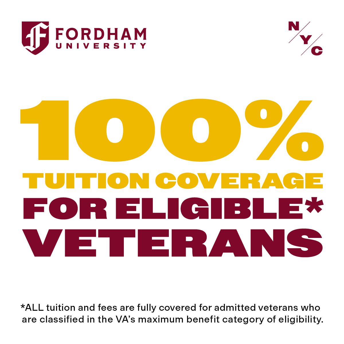 Fordham University Office of Military and Veterans' Services ad