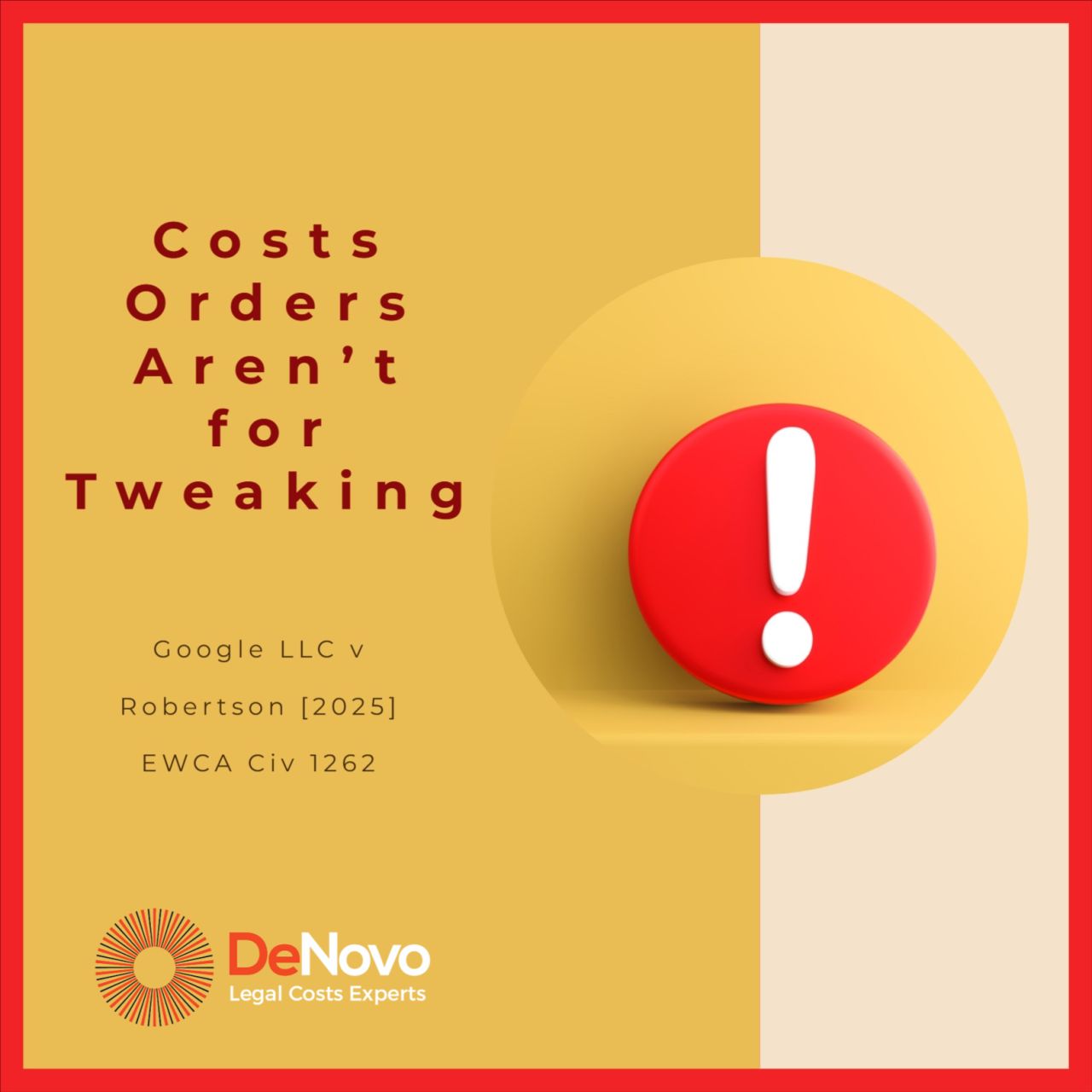 DeNovo | Legal Costs Experts ad