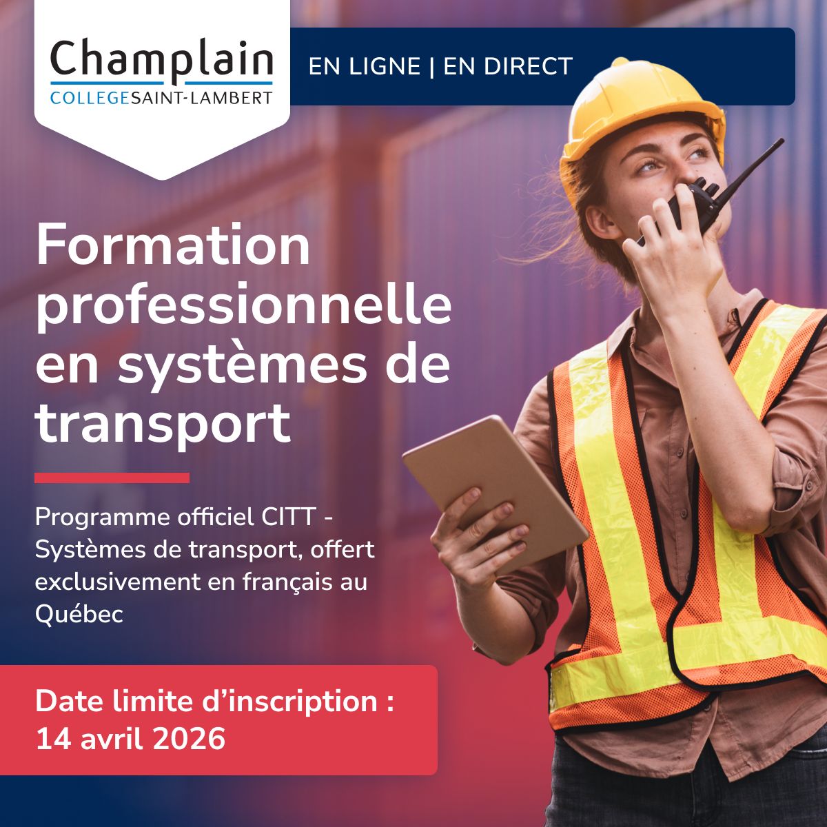 Champlain College Saint-Lambert - Continuing Education ad