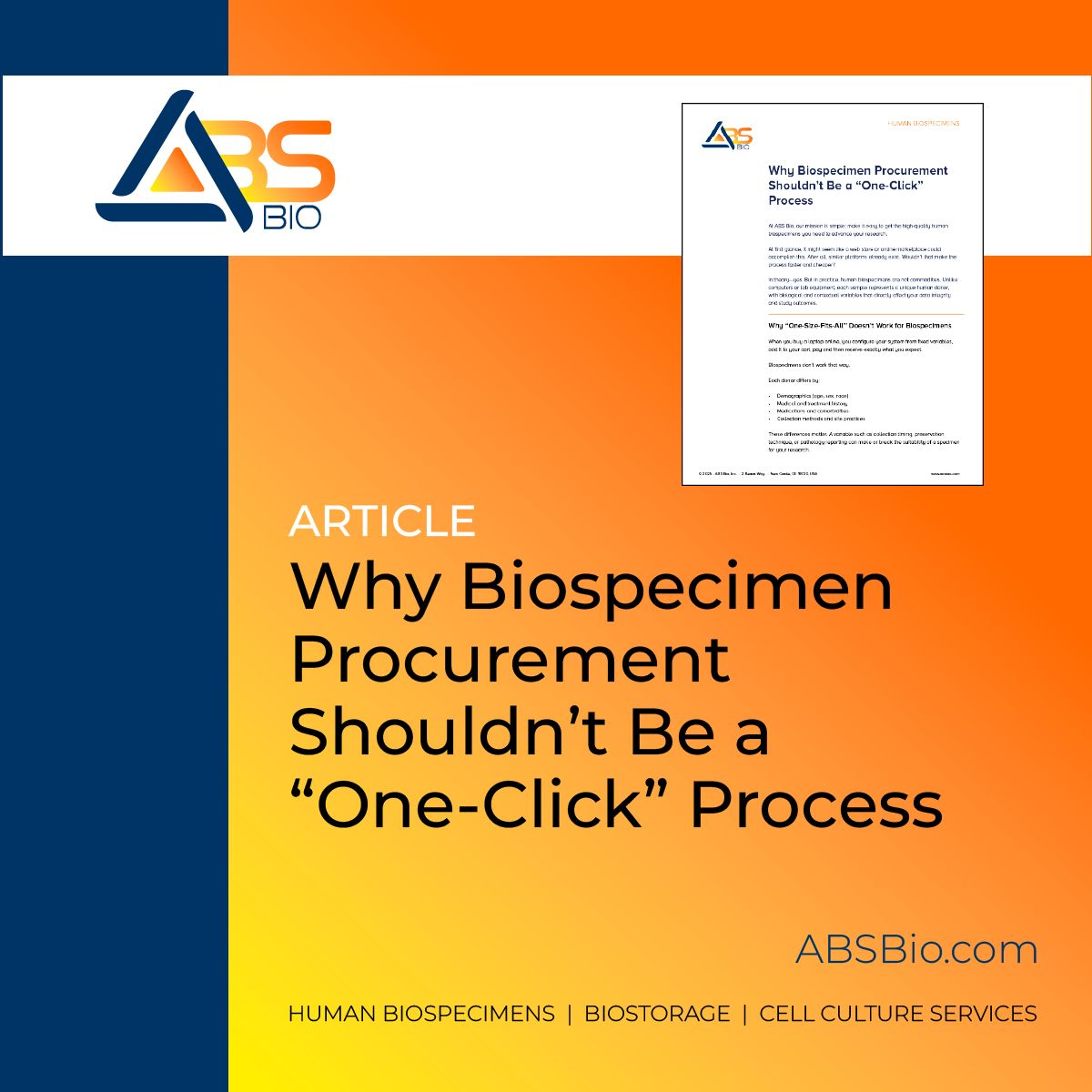 ABS Bio (formerly Analytical Biological Services Inc.) ad
