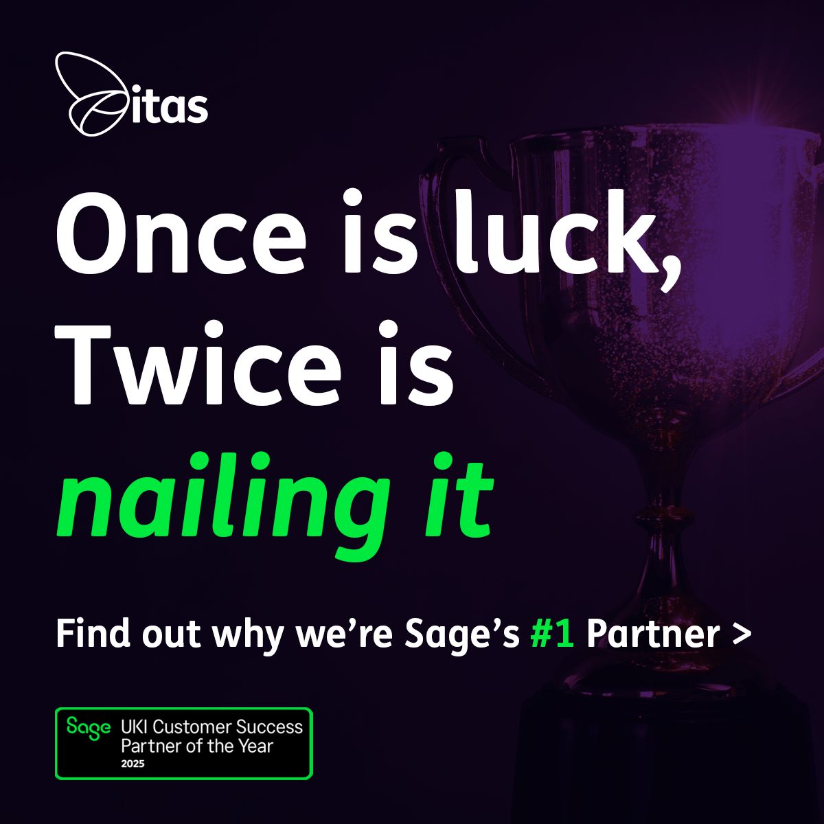 itas Solutions - Sage Customer Success Partner of the Year 2024 & 2025 ad