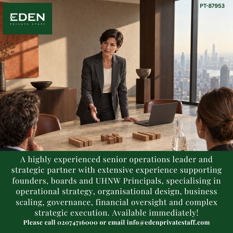 Eden Private Staff - Household, Family Office & Executive Staff Recruitment for a global clientele ad