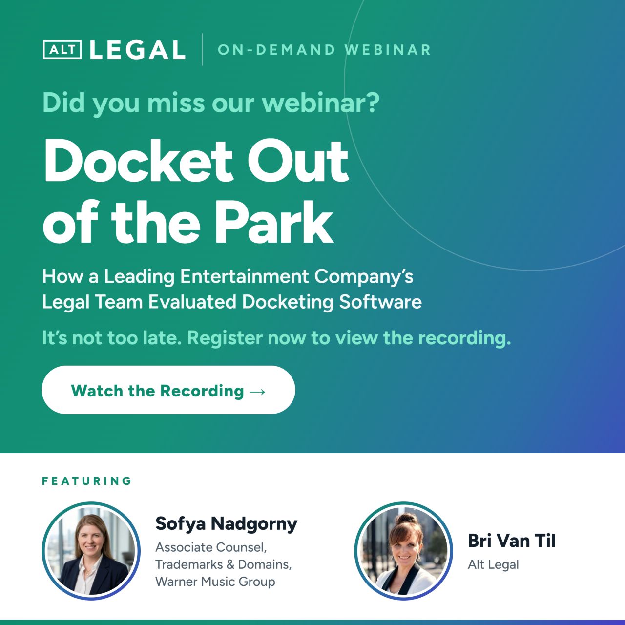 Alt Legal - IP Management Software ad