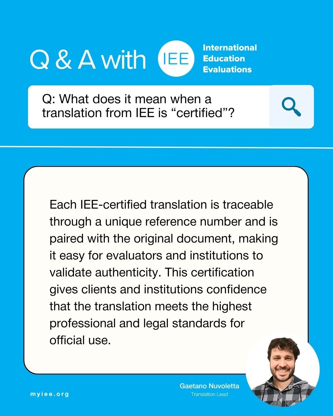 International Education Evaluations ad