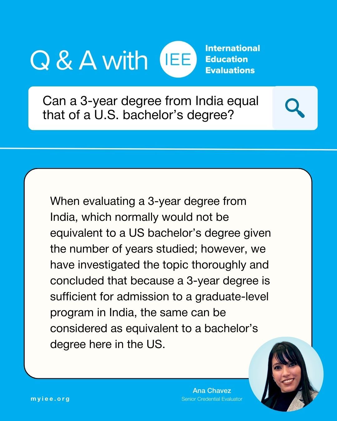 International Education Evaluations ad