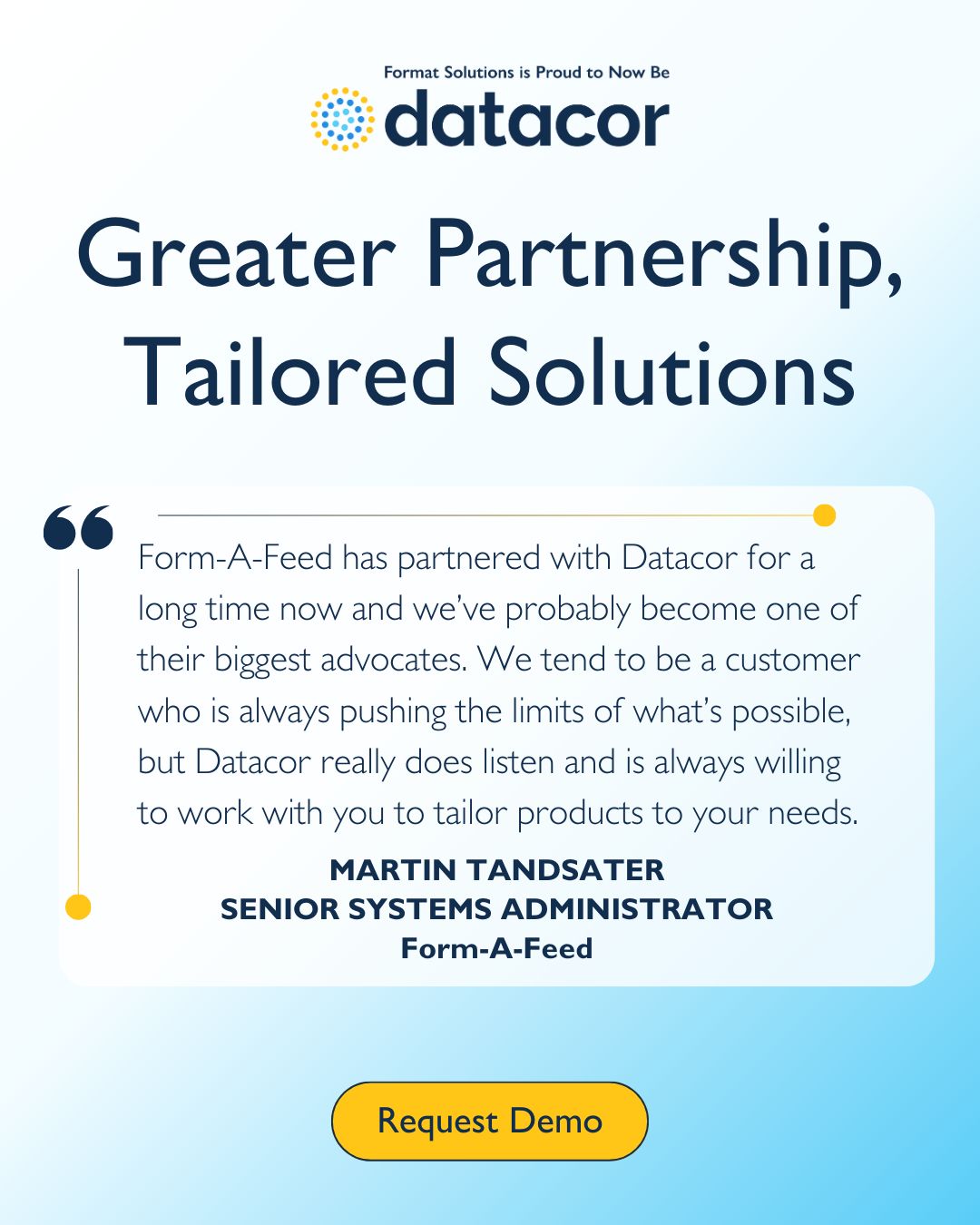 Datacor Animal Nutrition, formerly Format Solutions ad