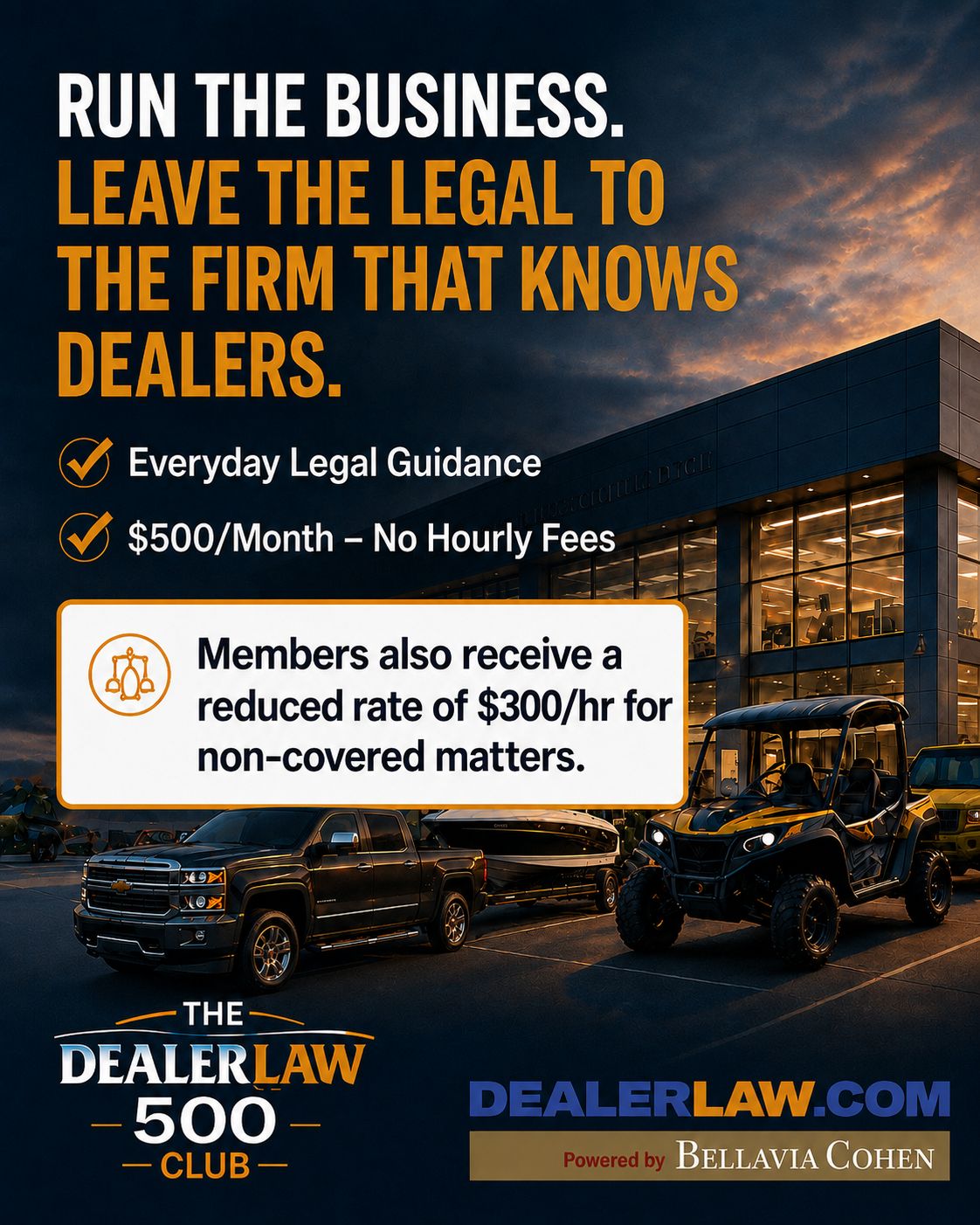 DealerLaw.com powered by Bellavia Cohen ad